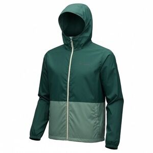 Columbia Center Ridge Two Tone Green Teal Hooded Windbreaker Jacket L